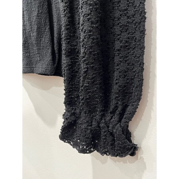 NWT Madewell Size X-Small Texture & Thread Eyelet Mix Ruffle Sleeve Top - Black - Picture 3 of 8